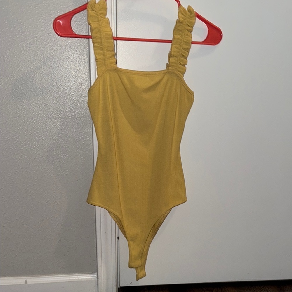 Yellow Sleeveless Bodysuit with Thick Straps